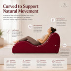 Naomi Home Yoga Chair for Adults - Ergonomic Yoga Chaise Lounge Bench, Wood & Metal Frame, 330 lb Capacity, Upholstered Microfiber Lounge for Deep Stretching, Relaxation & Creative Comfort - Red