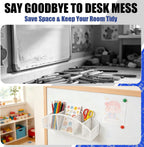 Magnetic Dry Erase Marker Holder for Whiteboard, 10 inch Large Capacity Whiteboard Marker and Spray Holder, 5 Slots Magnetic Fridge Organizer for Office, Classroom, Home (White)