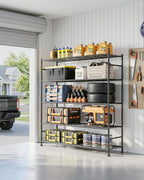 Sakugi Garage Shelving - 5-Tier Garage Shelving - Large Capacity Storage Shelves, Robust & Rustproof Metal Shelf Organizer for Garage, Pantry, Kitchen, 47.5" x 12.5" x 61.0", Black