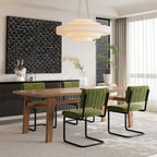 Mid Century Velvet Dining Chairs, Green Dining Chairs Set of 4, Modern Armless Side Chair, Cantilevered Back, Comfy Seat, Metal Legs, Industrial for Kitchen, Restaurant, Living Room, Olive