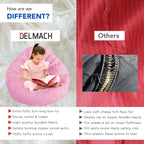 Bean Bag Stuffed Animal Storage Chair Cover (No Filler) for Kids and Adults. Extra Large Bird's Nest Beanbag Memory Foam Soft Premium (Light Pink (Faux Fur), 3ft (Cover Only))