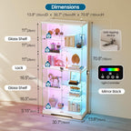 Lvifur 71'' Glass Display Cabinet - with RGB Lights,10-Tier Curio Cabinet with Glass Doors,Lockable Figure Display Case with Human Body Sensor,Tall Showcase Cabinets for Collectibles,White