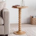DUMOS Round Side Table for Small Spaces, Wood Modern Modern Accent End Table with Solid Wood Leg, Versatile Drink Nightstand for Living Room, Bedroom, Corners and Office