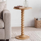 DUMOS Round Side Table for Small Spaces, Wood Modern Modern Accent End Table with Solid Wood Leg, Versatile Drink Nightstand for Living Room, Bedroom, Corners and Office