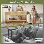 SUPERJARE Rattan Console Sofa Table with Outlets and USB-C Port, 3 Drawer Entryway Table with Synthetic Rattan Surface, 53.9 Inch, Open Shelf, Behind Couch Entry Foyer Hallway Storage, Natural