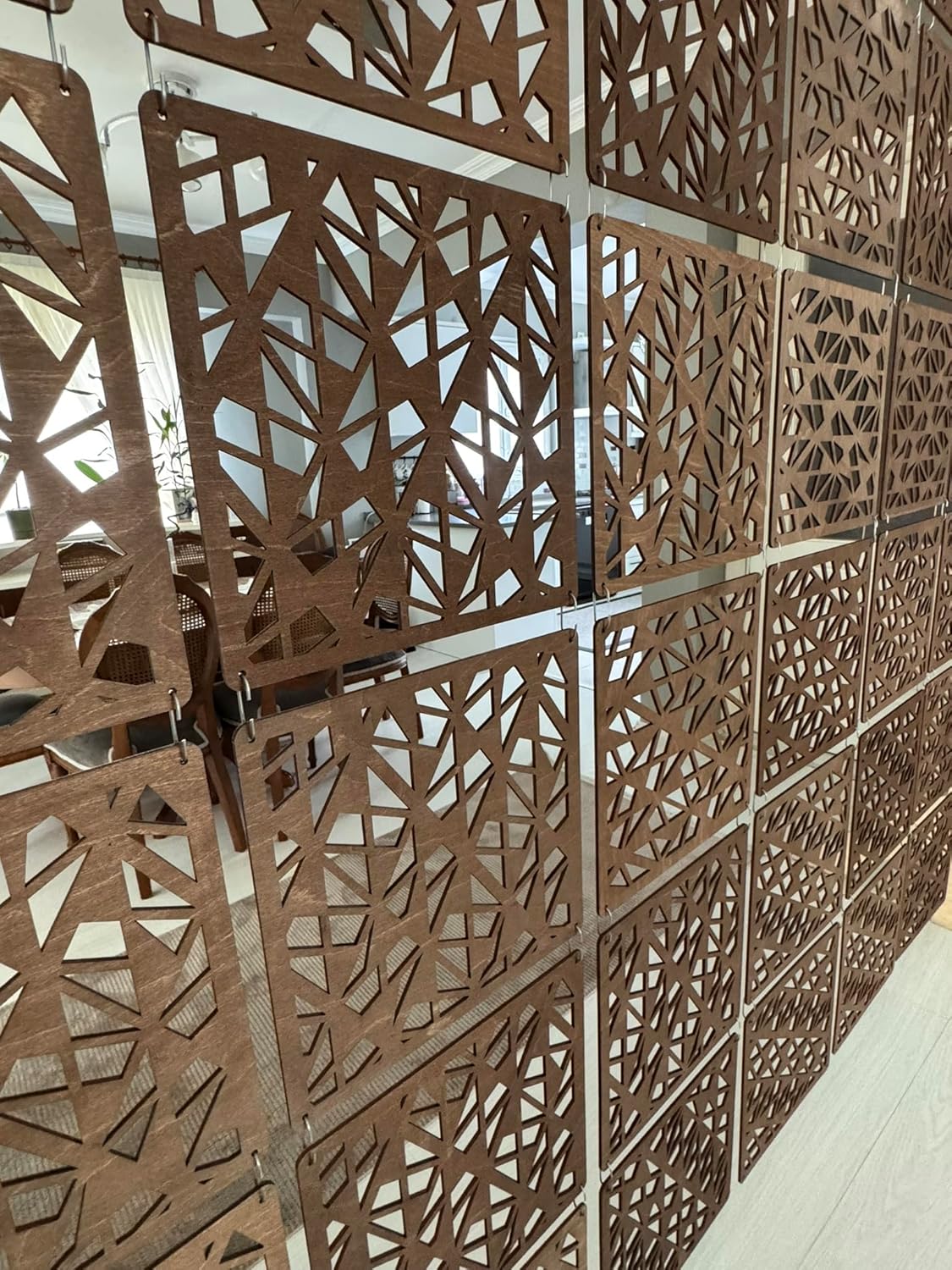 Ceiling Hanging Room Divider Panels, Walnut