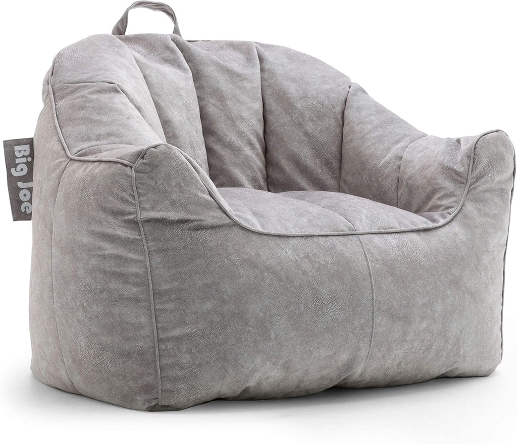 Big Joe Bean Bag Chairs Bundle - Hug Chair Gray 34.5" W and Dorm Chair Black 33" L for Comfortable Lounging