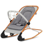 Dream On Me Rock On Me 2-in-1 Baby Rocker and Stationary Seat, Adjustable Recline, Gentle Music & Vibration, 3-Point Safety Harness, Detachable Toy Bar, Folds Compact for Travel – Grey
