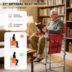MoNiBloom 44.5" Foldable Tall Director Chair Folding Portable Aluminum Frame Makeup Artist Chair, with Side Table, Cup Holder and Pockets, 250lbs Capacity (Set of 2, Red)