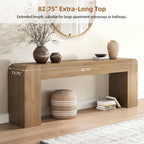 82.75" Extra Long Console Table for Entryway, Farmhouse Rounded-Edge Entryway Table, U-Shaped Foyer Table Sofa Table for Living Room Hallway Entrance, Rustic Brown