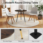 Round Dining Table, 23.6" Kitchen Dining Table with Thickened Tabletop and Metal Pedestal,Mid Century Modern Bistro Table for Dining Room,Small Places, Living Room,Cafe (Brown)