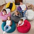 Homguava 2FT Bean Bag Chair: Bean Bags with Memory Foam Filled,Comfy Beanbag Chairs Round Bean Bag Sofa with Dutch Velvet Cover-2FT-28 x28 x22,Blue