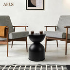 AELS Mid Century Modern Storage Drum Side Table, 12.5" Wide Black Metal End Table with Removable Lid, Accent Table for Living Room, Bedroom or Entryway