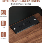 GarveeLife 71" Pantry Cabinet with Charging Station, Tall Kitchen Pantry Storage Cabinet with Microwave Stand, Large Farmhouse Kitchen Hutch with Cabinet Doors & Drawer for Living Room, Dining Room