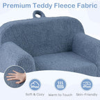 Costzon Kids Couch, Comfy Toddler Sofa Chair with Soft Fleece Fabric Cover, Kids Furniture for Playroom, Children Reading Armchair for Boys & Girls Aged 3+ Birthday (Medial,Blue)