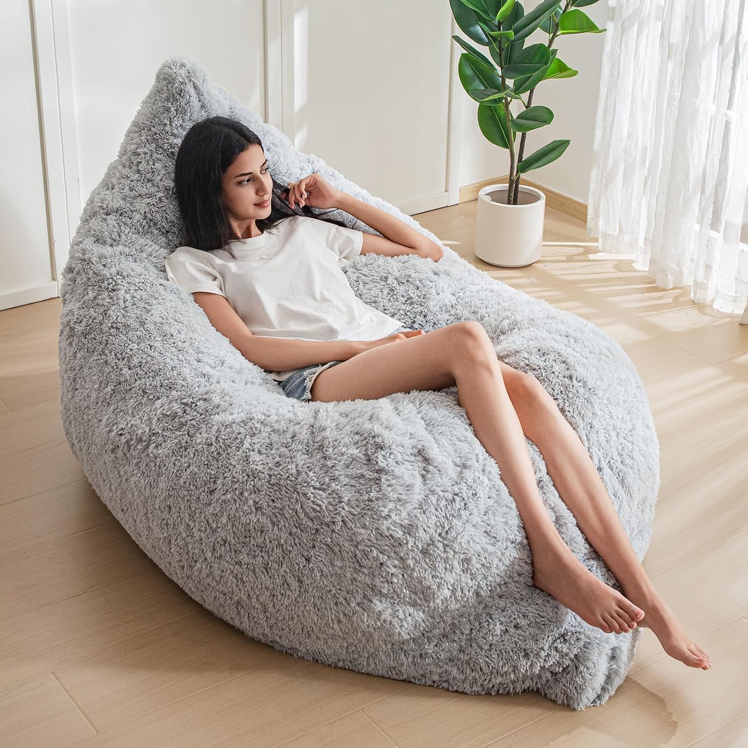 MAXYOYO 3 in 1 Bean Bag Chair, Giant Bean Bag Sofa Bed, Floor Couch with High-Density Foam Filling, Bean Bag Chair for Adult