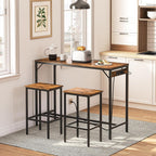 HOOBRO Bar Table and Chairs Set, 47.2" Dining Table Set with Power Outlet, 3-Piece Pub Table Set, Kitchen Bar Height Table with Stools of 2, Space Saving for Living Room, Rustic Brown BF46UBT01