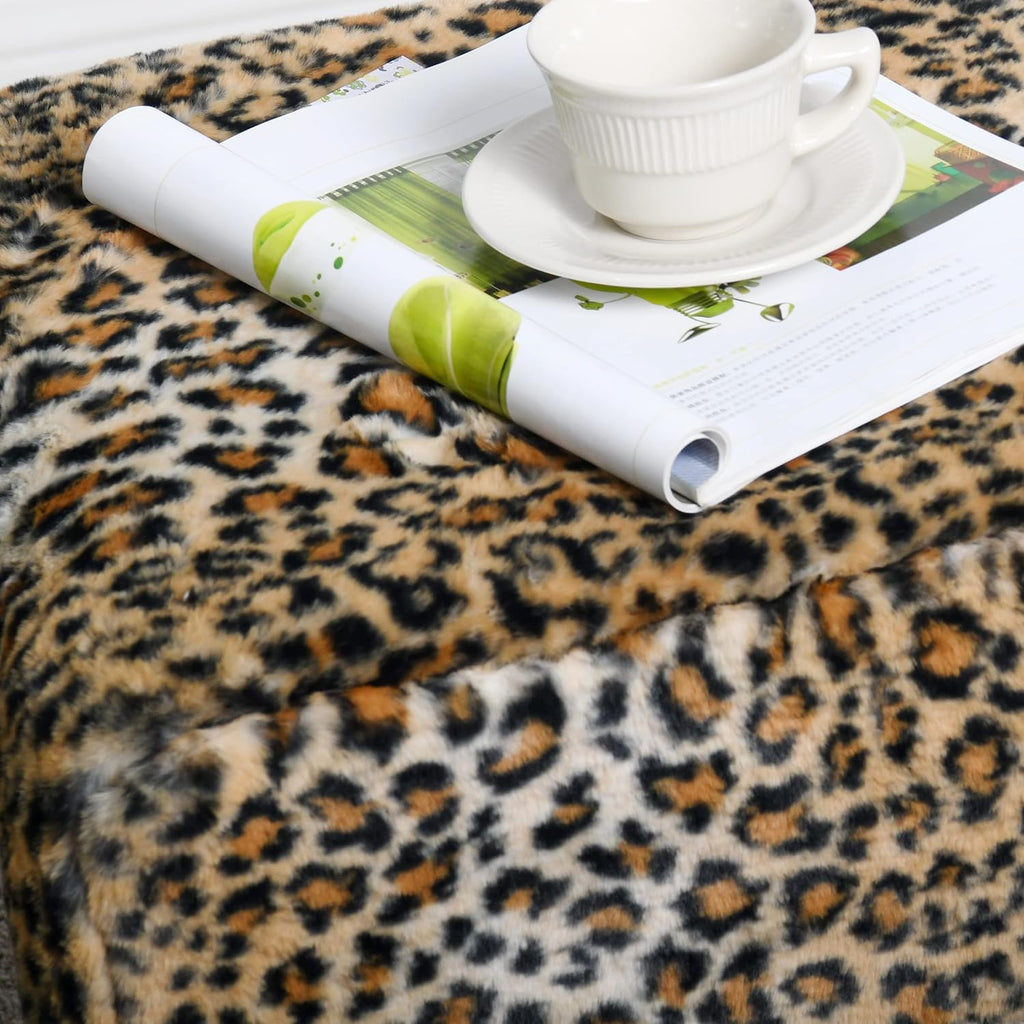 Home Soft Things Cheetah Vanity Chair 17" x 17" x 17" Square Footrest Upholstered Mink Fabric Decor for Living Room End of Bed Entryway or Bedroom Sitting Stool with Storage Need Assemble