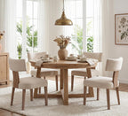 RIVOVA Mid Century Modern Dining Chairs Set of 6 Upholstered Linen Fabric Dining Chairs Curved Backrest Farmhouse Dining Room Chairs Kitchen Chairs with Wood Legs, Beige