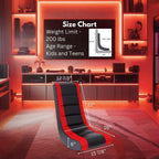 Kids Gaming Rocking Chair for Children & Teens, Ergonomic Floor Video Chair with PU Leather & Mesh, Lightweight Portable, No Assembly, Comfortable for Play, Reading, or Movies
