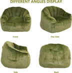 Setawix Giant Bean Bag Chair with Filler, Comfy Faux Fur Bean Bag Chairs for Adults and Kids, Lazy BeanBag Sofa Stuffed Floor Sofa with Memory Foam for Bedroom Apartment Living Room,Green