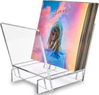 Honygebia Acrylic Vinyl Record Holder - Clear Record Album Holder, V-Shaped Vinyl Record Storage Racks, Album Holders for Vinyl Records, Shelf for Storing Collection of 40 Premium LPs