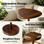 Small Side Table for Living Room, Drink Table, Coffee Martini Table with Pedestal Accent for Small Spaces, Sofa End Table, Coffee Tables for Bedroom, Rustic Brown Teardrop Shaped Tabletop
