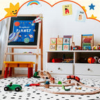 5.9 ft Circular Rug Washable Non-Slip Crawling Play Mat Round Rug Circle Back to School Reading Calming Corner Decor for Teaching and Playroom Bedroom Decorations(Dotty)