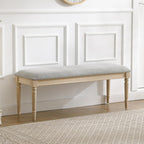 chairus Farmhouse Dining Bench 46" Wooden Entryway Bench with Padded Seat and Nailhead Trim for Kitchen Bedroom,Indoor and Hallway, Grey Linen