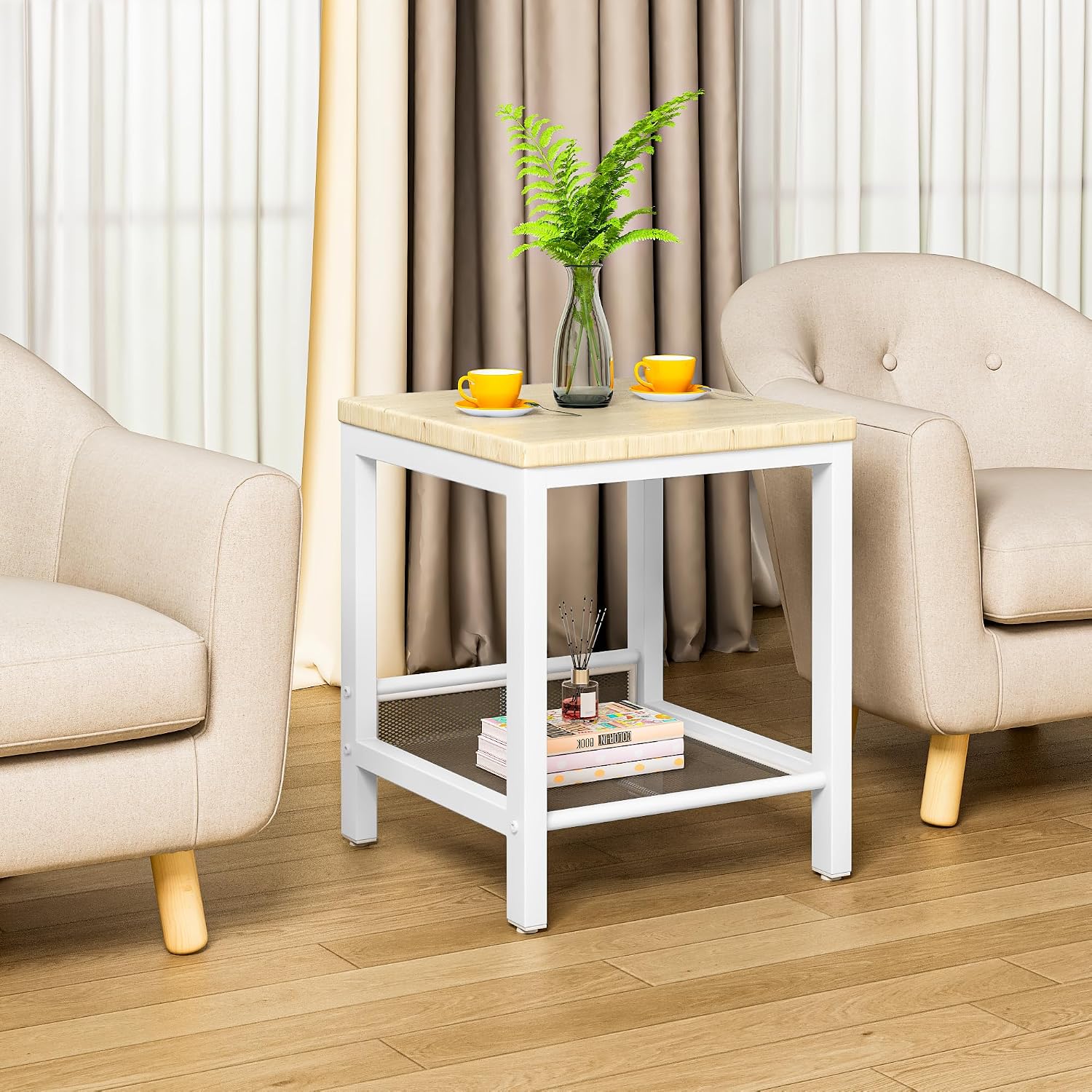 AWQM Coffee Table Coffee Table and end Table Sets Living Room Table | For Living Room, Small Apartment, Home Office, Sofa Storage Side Table & Bedroom Use (Oak)