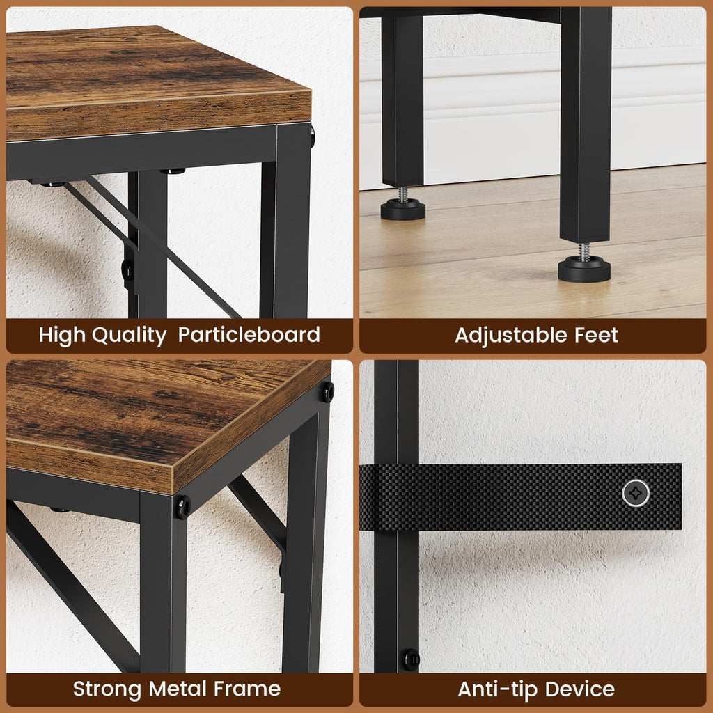 Asgolion 31.5" Console Table, 9.5" D Entryway Table with Power Outlets & USB Ports & Fabric Basket, Narrow Sofa Table for Hallway, Foyer, Living Room, Rustic Brown