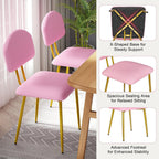 VECELO Dining Chairs Set of 4, Upholstered Kitchen Chairs with Extra Thick Cushion & Sturdy Metal Frame, Faux Leather Chairs for Vanity, Kitchen, Living Room, Pink