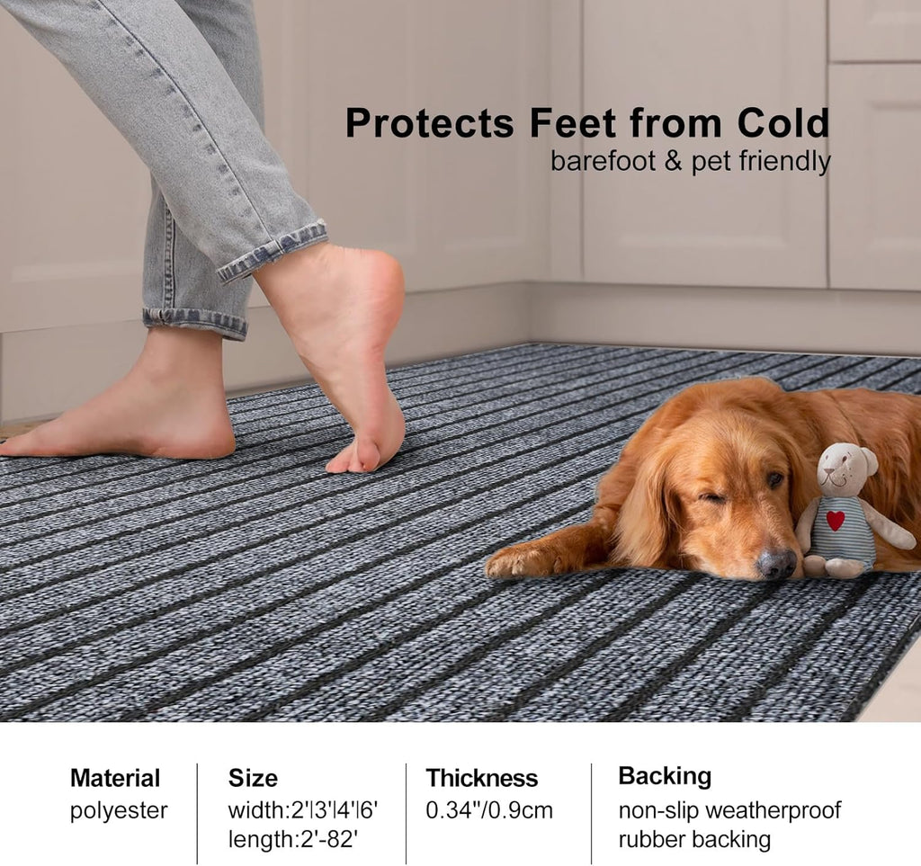 2' x 6' Runner Rugs with Rubber Backing, Outdoor Indoor Utility Non Slip Carpet Rug Runner for Hallway, Custom Size Area Rugs Mat for Entryway Balcony Patio Kitchen Garage Stair Laundry