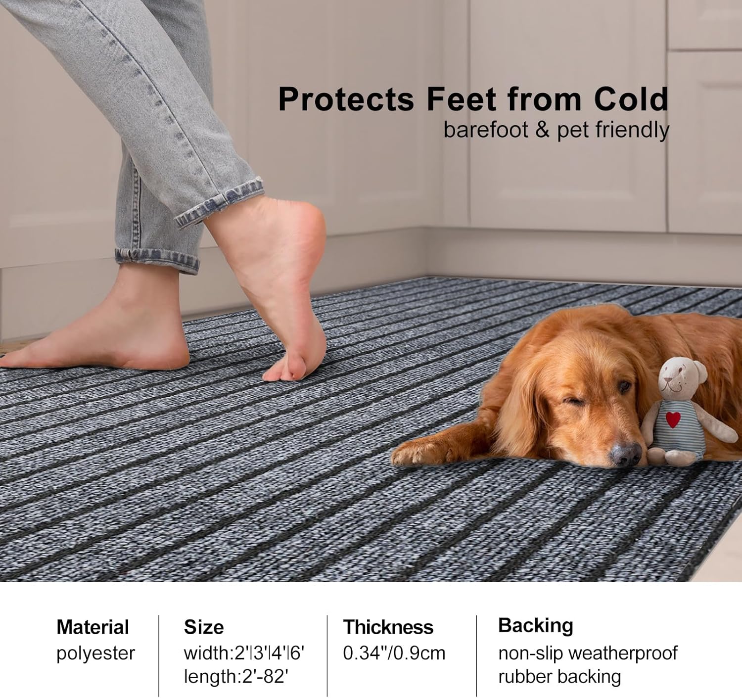 2' x 6' Runner Rugs with Rubber Backing, Outdoor Indoor Utility Non Slip Carpet Rug Runner for Hallway, Custom Size Area Rugs Mat for Entryway Balcony Patio Kitchen Garage Stair Laundry