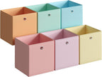 SONGMICS Storage Cubes, Set of 6 Odorless Foldable Storage Boxes, 10.2 x 10.2 x 11 Inches, Closet Organizers for Shelf, Rainbow Storage Bins, Colorful Fabric Bins for Bedroom, Living Room URFB226X01