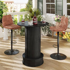 Small Round Bar Table with Slide Door & Hidden Storage, 38" High Bistro Pub Table with Footrest, Wooden Cocktail Table for Home Bar, Kitchen, Living Room, Black
