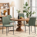 Dining Chairs Set of 4, Upholstered Wooden Dining Room Chairs, Mid Century Modern Fabric Kitchen Chair with Metal Legs Chenille Fabric for Kitchen/Restaurant/Hotel- Green (Only Chairs)