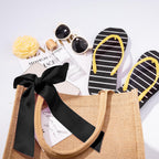 6 Pack Burlap Tote Bags with Handles Reusable Small Jute Gift Bags with Black Silk Ribbons Waterproof Lining for Wedding Bridesmaid Mother's Day Bachelorette Beach Party