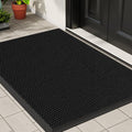 Front Door Mat Outside Entrance 17"x30" Black,Heavy-Duty Dirt Trapper Outside Welcome Mat, Non Slip Durable Rubber Entrance Doormats for Entryway Porch, Stain Resist Waterproof All-Season All-Weather