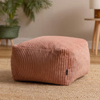 icon Amara Cord Bean Bag Footstool, Dawn Pink, Pouffe Footstool with Filling Included, Footrest, Bedroom, Living Room, Living Room Furniture