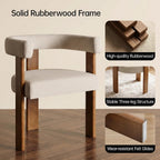 Usaint Wooden Barrel Dining Chairs Set of 4, Mid-Century Modern Upholstered Dining Room Chairs with Walnut Wood Legs and Loop Back, Comfy Accent Arm Chair for Dining Room, Kitchen, Living Room, Beige