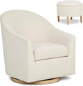 Evolur Luna Swivel Chair & Ottoman with 360-degree Swivel and Soft, Plush Fabric and Sleek Design, Sturdy Wooden Base