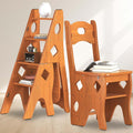 Folding Library Ladder Chair, 4 Tier Portable Step Stool Chair, Lightweight 3-in-1 Stepladders Display Stand, Library Steps Bookshelf Plant Stand for Storage and Decoration