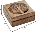 Deco 79 Wood Tree Handmade Decorative Box Decorative Keepsake Boxes with Hinged Lid, Set of 3 Storage Boxes, Brown