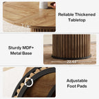 Tribesigns 47.24-Inch Brown Round Dining Table for 4-6 People, Modern Fluted MDF + Metal Base Kitchen Table, Sturdy Circle Dining Room Furniture, Brown
