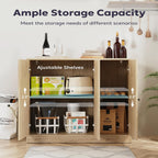 Furnify Buffet Cabinet with 3 Door, Kitchen Storage Cabinet with Adjustable Shelf, Coffee Bar Accent Cabinets for Living Room, Entryway, Natural Oak
