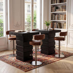 Tribesigns Square Bar Table, 37.4” H Modern Bar Height Pub Table with Stacked Block Base, Black High Top Bistro Table for Kitchen Nook, Living Room, Small Spaces (Table Only)