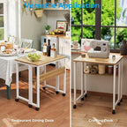 GreenForest Folding Desk with Wheels, 24.8 Inch Compact Rolling Computer Table with Storage Shelf, Portable Mobile Workstation for Small Spaces, Easy Assembly, Oak