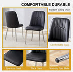 Dining Chairs Set of 6，Modern Dining Chairs, Equipped with PU Leather Backrest Cushions and Metal Legs, Suitable for Restaurants, Kitchens, and Dining Room Chairs