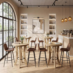 Tribesigns Round Bar Table, 39.4" H Wood Counter Height Pub Bistro Table with Metal Footrest, Modern Tall Kitchen Breakfast Table for Home Bar, Dining Room, Small Space, Light Brown (Table Only)